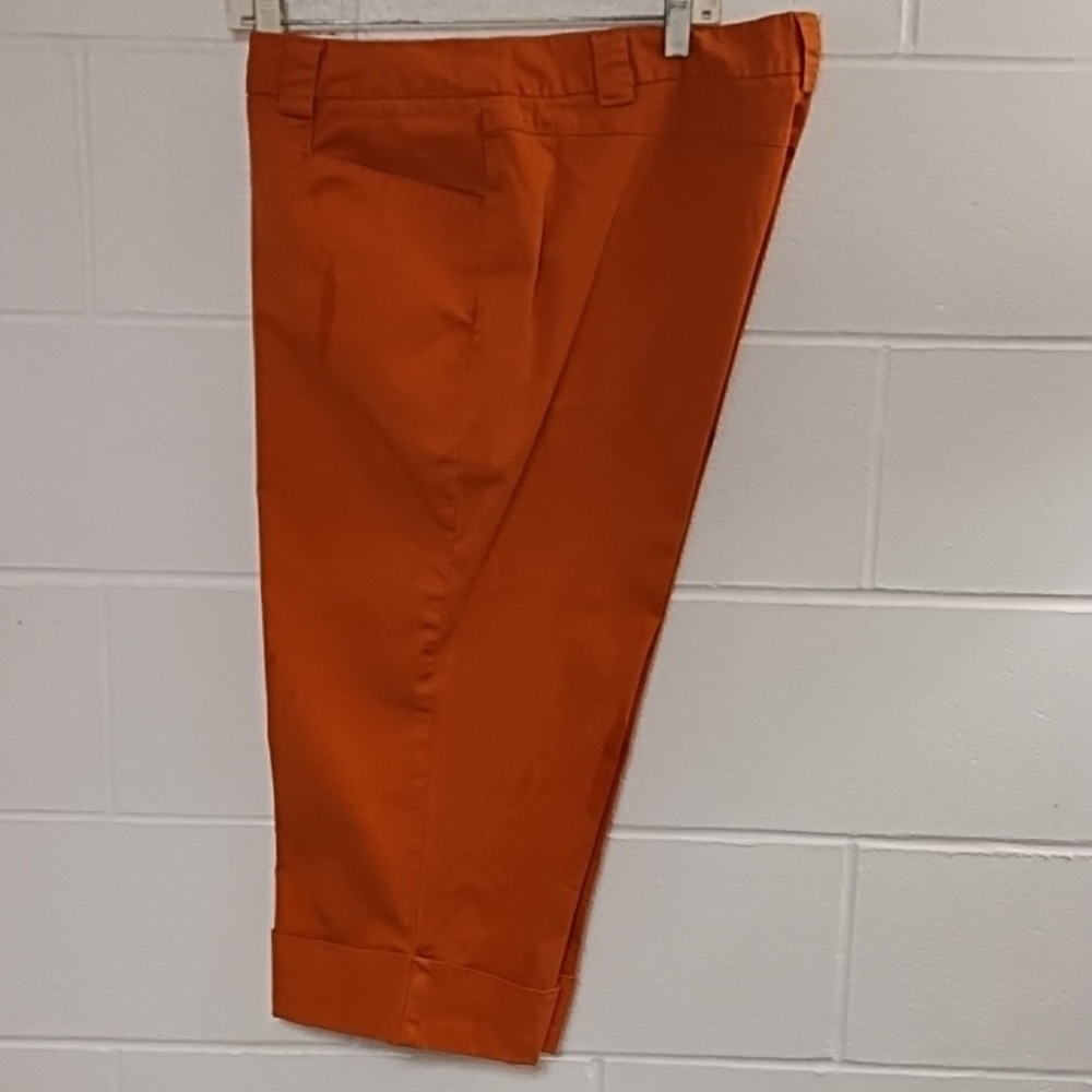 Venizia 18 Wide Cuff Stretch Cropped Trousers Smooth Back Front Pockets Orange
